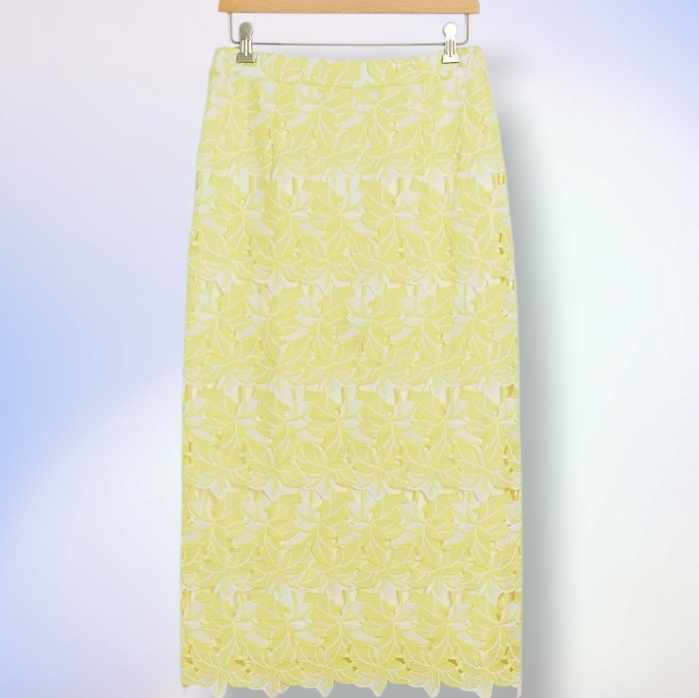 ANTHROPOLOGIE Buttercup Eyelet Midi Skirt Sunday In Brookly